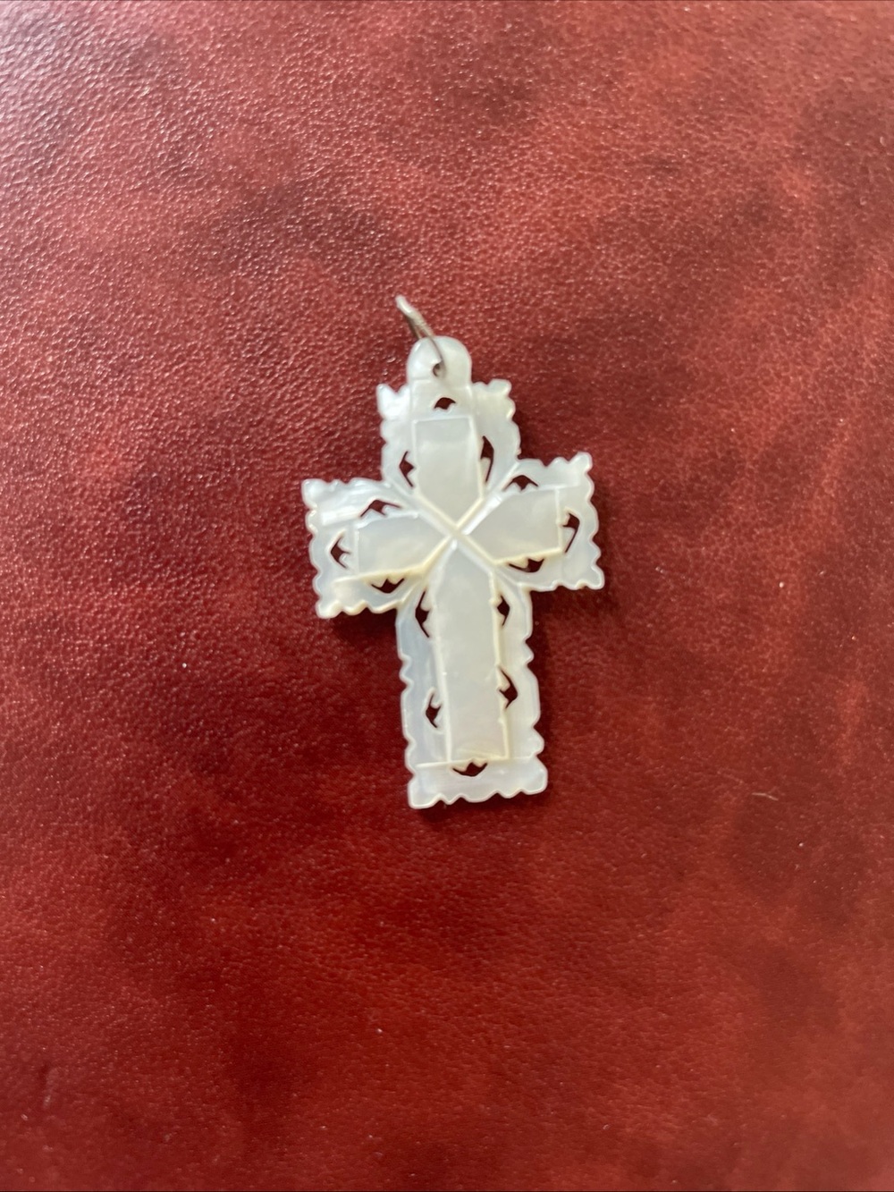Mother of Pearl Cross Pendant Necklace - White